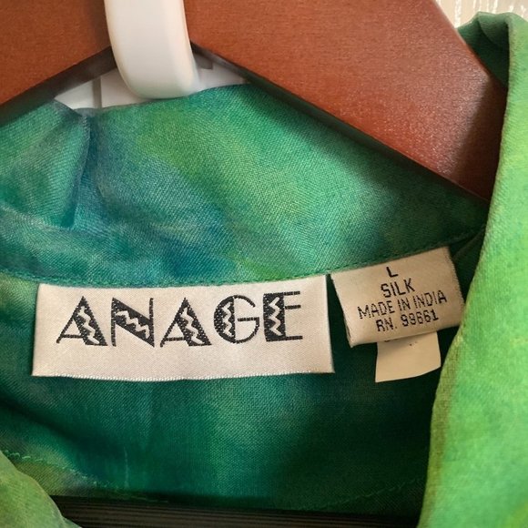 Anage Women's Art to Wear Green Beaded Sil… - Picture 3 of 5